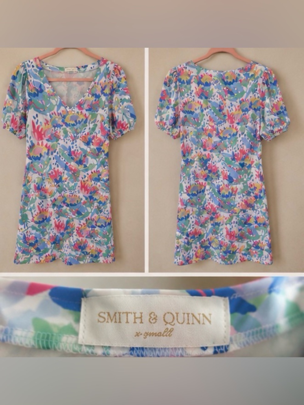 Smith & Quinn Floral Puff Sleeve Mini Dress – XS - Picture 2 of 4